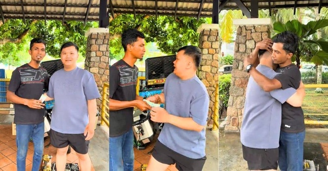 Image from: Air mata berderai! Dicky infak RM3,000 hasil gift TikTok, abang pomen sedekah balik. 'Ayah sanggup buat apa sahaja untuk anak'