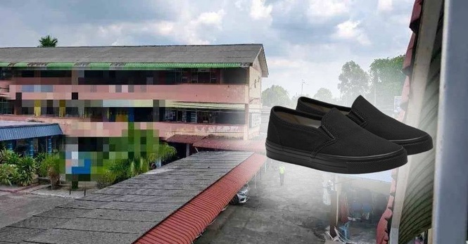 Image from: Cuba ambil kasut dicampak atas bumbung, murid jatuh koridor sekolah. 'Ketika itu siap nak balik'