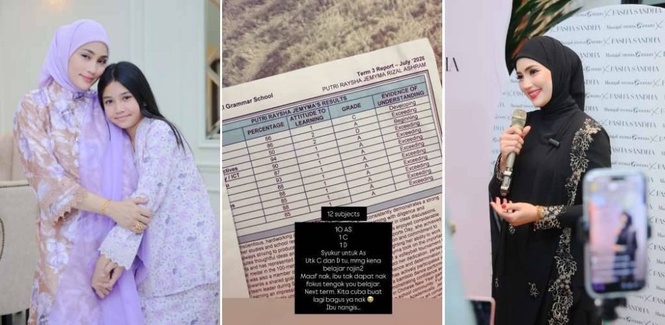 Image from: Tak melenting Jemyma raih 10A tapi ada C & D, netizen suka cara Fasha Sandha hormati usaha anak. 'I salahkan diri...'