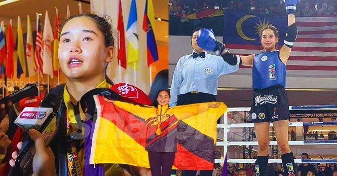 Image from: Ikut jejak 3 abang, Mia Ghazali raih emas Muay Thai SUKMA. '2022, 2024, 2026 berturut-turut daripada keluarga Ghazali untuk Sarawak'