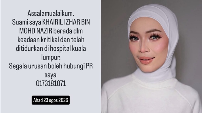 Image from: Suami Amyza Aznan kritikal dan ditidurkan di HKL