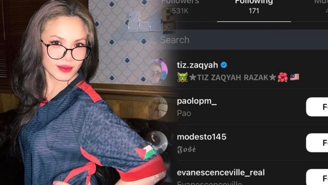 Image from: Tiz Zaqyah terkejut Evanescence ikutinya di Thread, Instagram