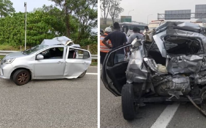 Image from: Tragedi kereta rosak dirempuh lori, seorang maut dua parah