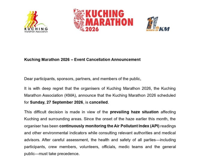 Image from: Kuching Marathon 2026 batal, ribuan peserta hampa
